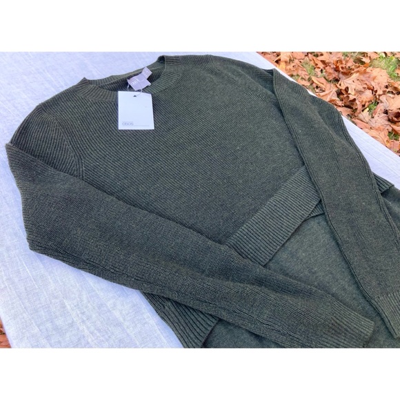 RELISTED ASOS Green Knit Sweater Dress Long Sleeves Crew Neck New With Tags - Picture 5 of 15